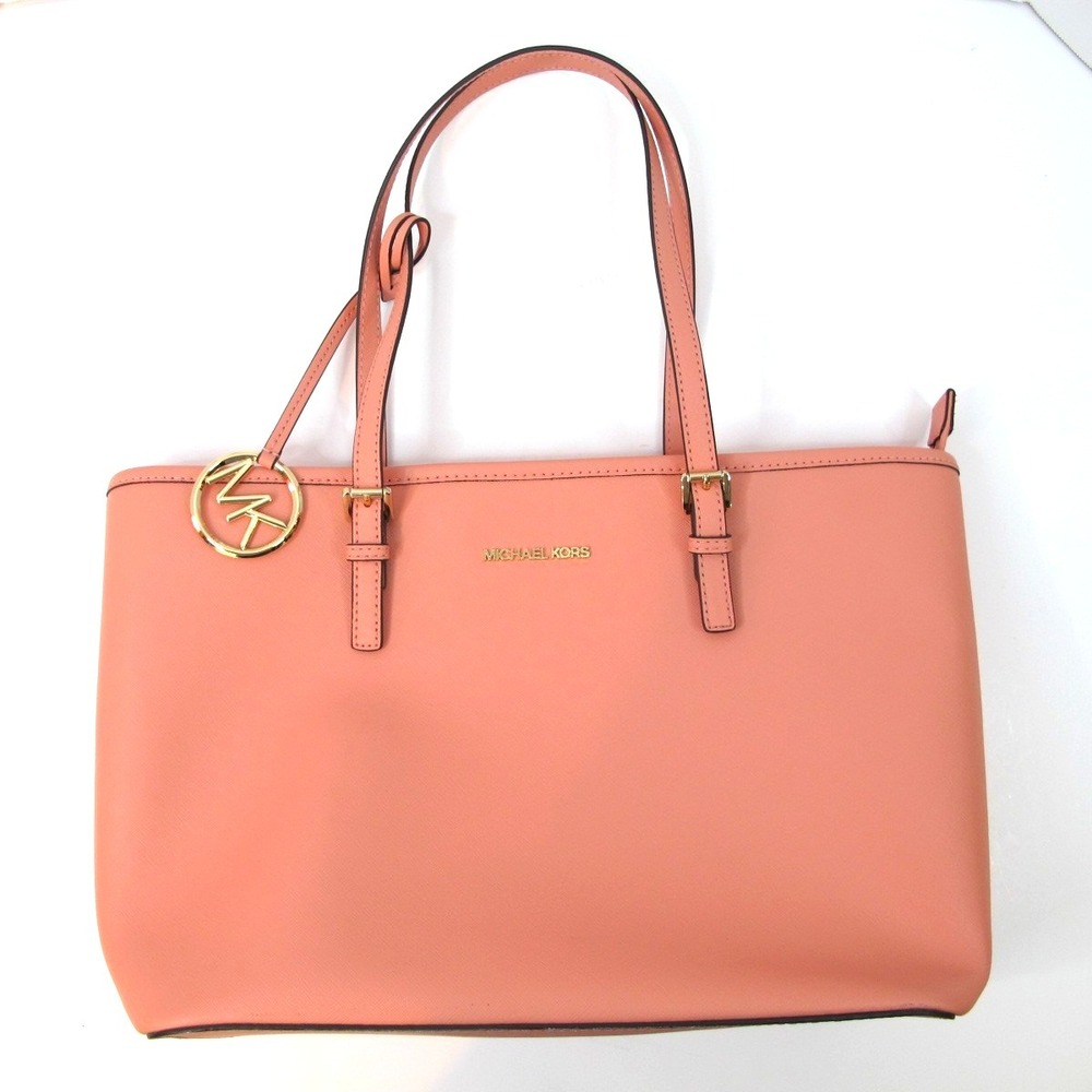 Michael Kors Medium Jet Set‎ Saffiano Leather Top-Zip Multifunction Tote Handbag